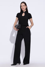 Noir Keyhole Mandarin Top