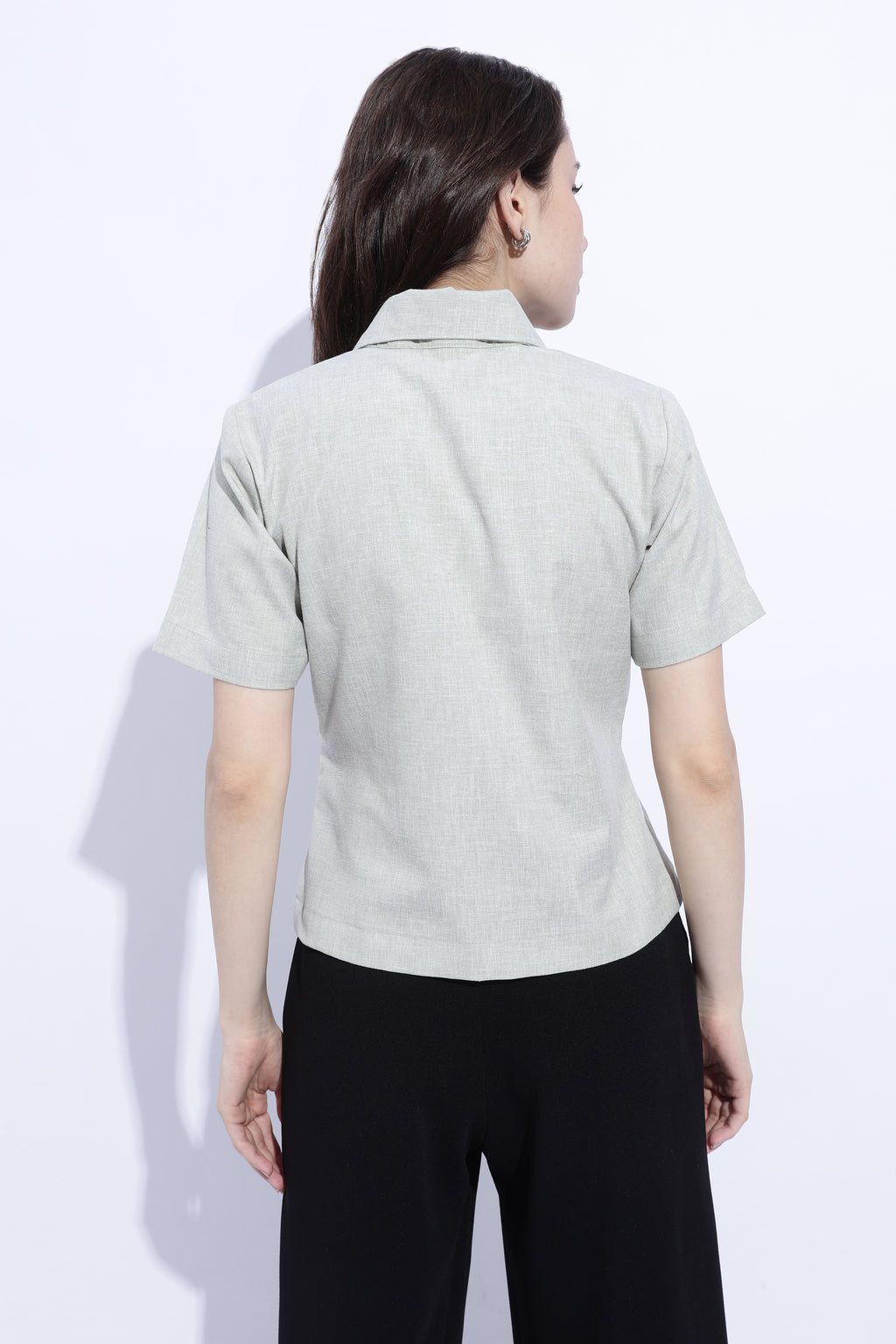 Sage Double-Breasted Short Sleeve Top