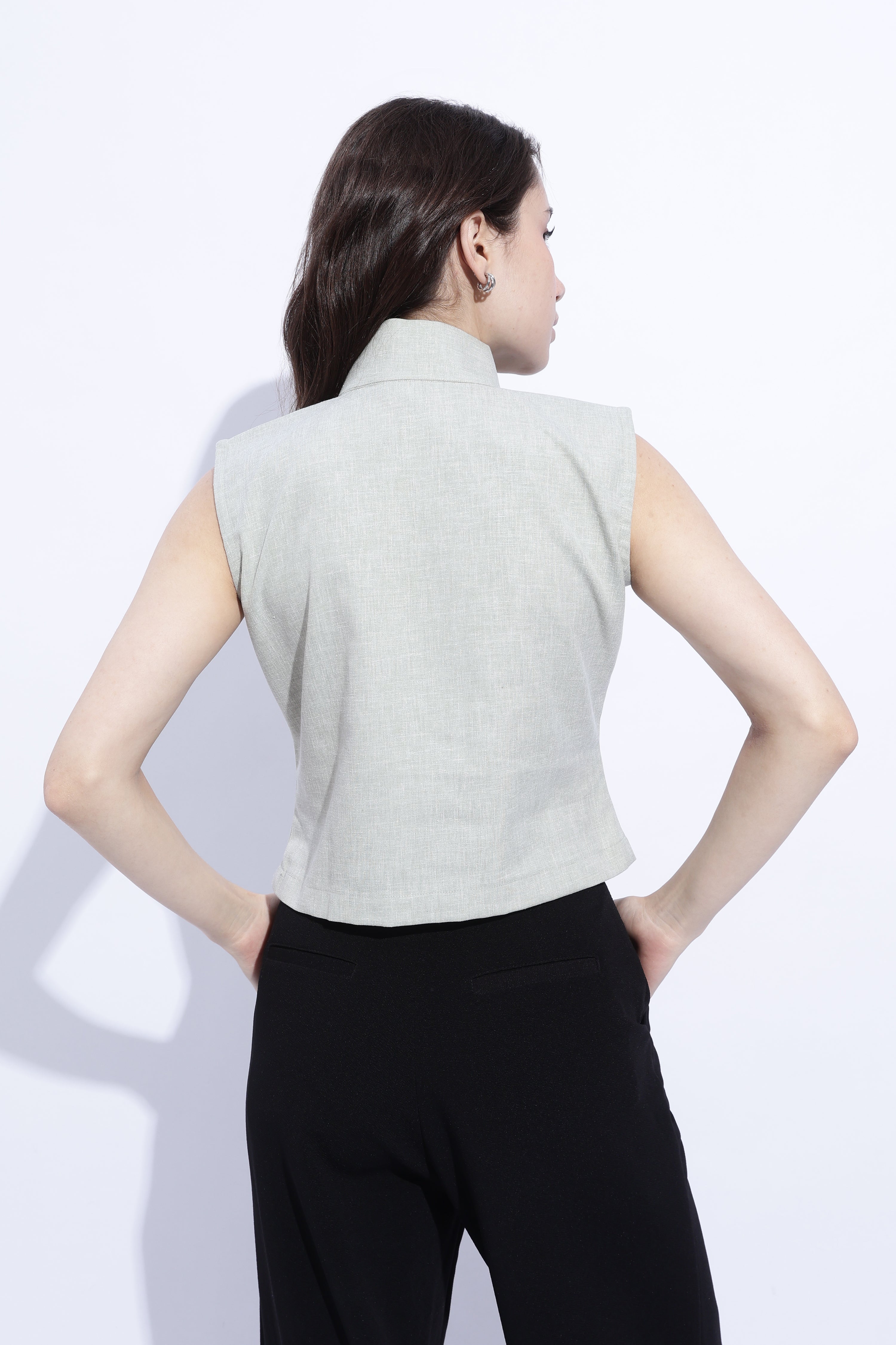 Pista Tie Detail Structured Sleeveless Top