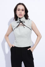 Pista Tie Detail Structured Sleeveless Top