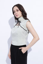 Pista Tie Detail Structured Sleeveless Top