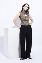 Olive Tie Detail Structured Sleeveless Top