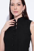 Noir Line Button Top