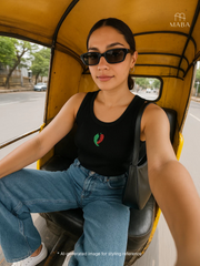 Black chilli Hand embroidered Cotton Tank Top