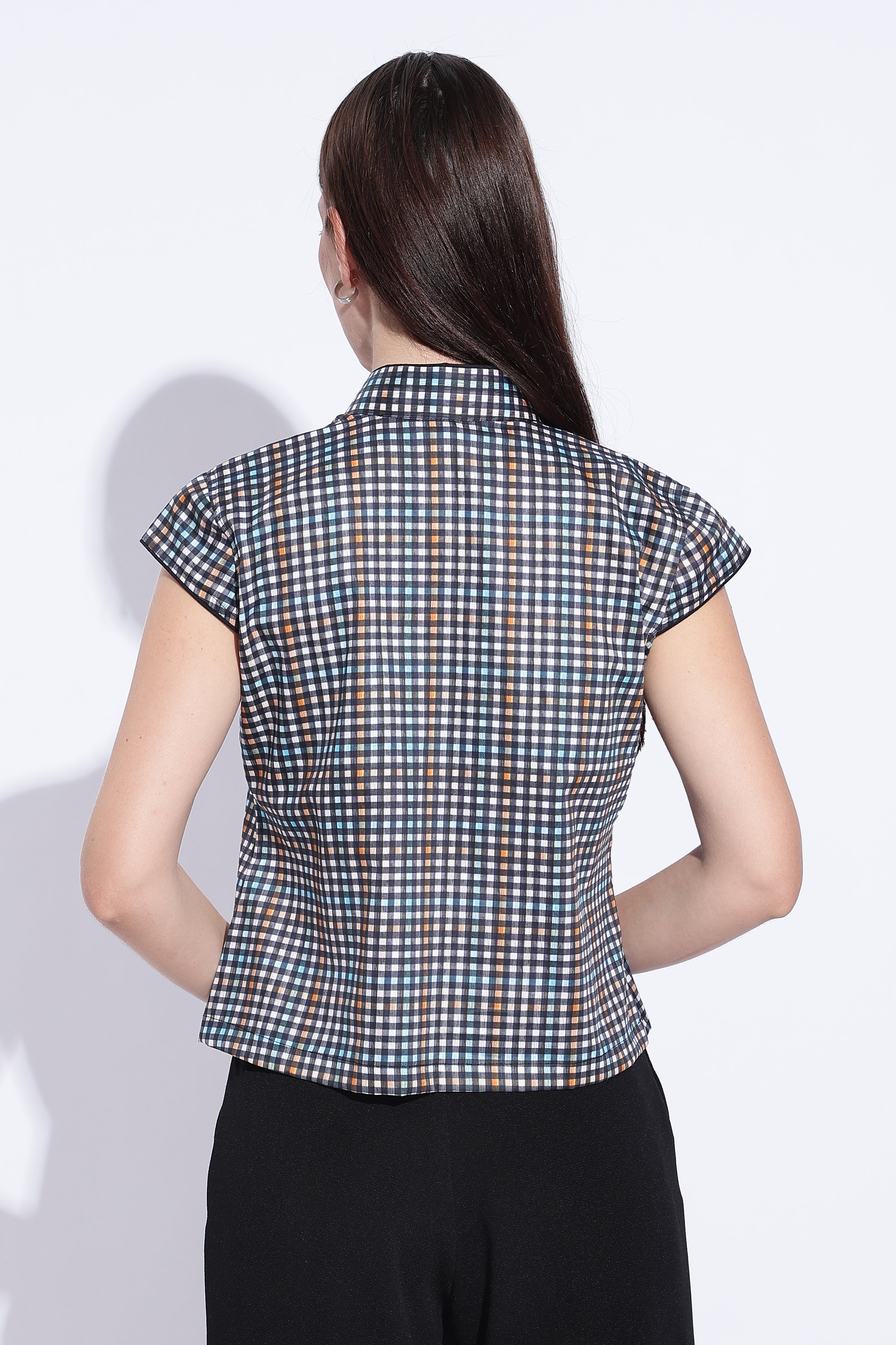 Check Crossover Mandarin Top