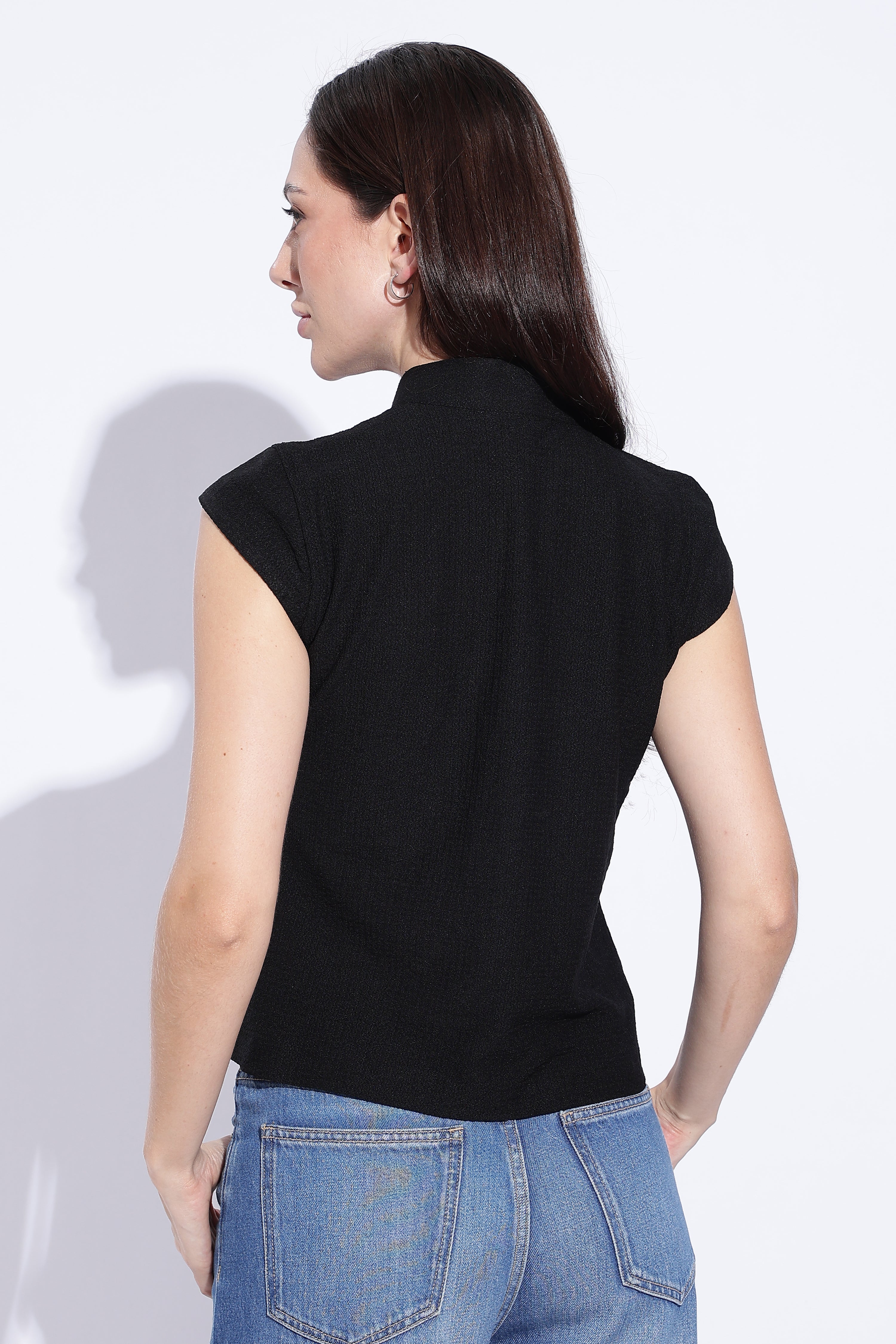 Noir Crossover Mandarin Top