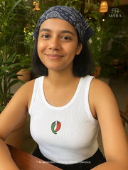 White chilli Hand embroidered Cotton Tank Top