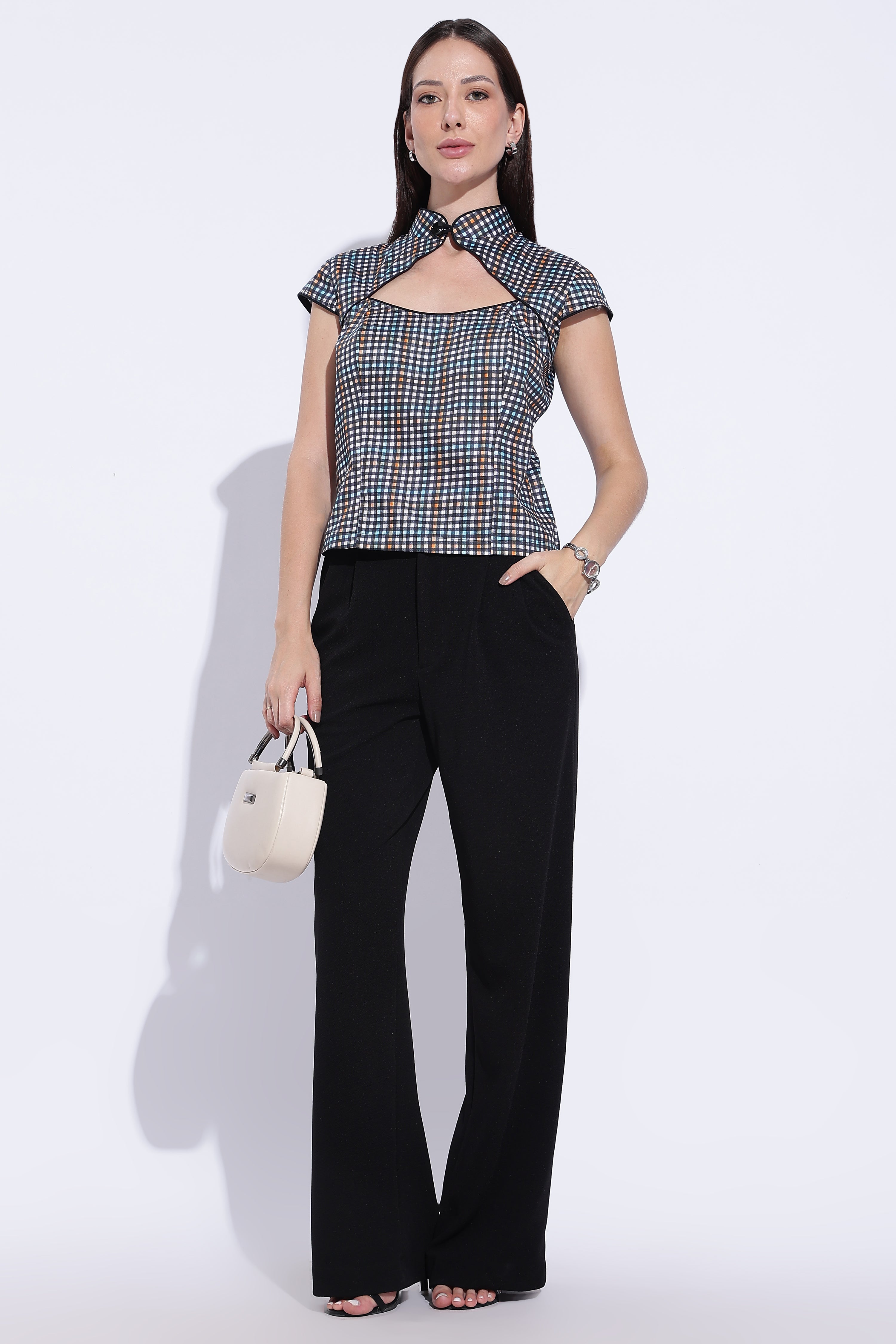 Check Crossover Mandarin Top