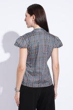 Check Open Collar Top
