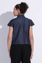 Indigo Denim Cape Top