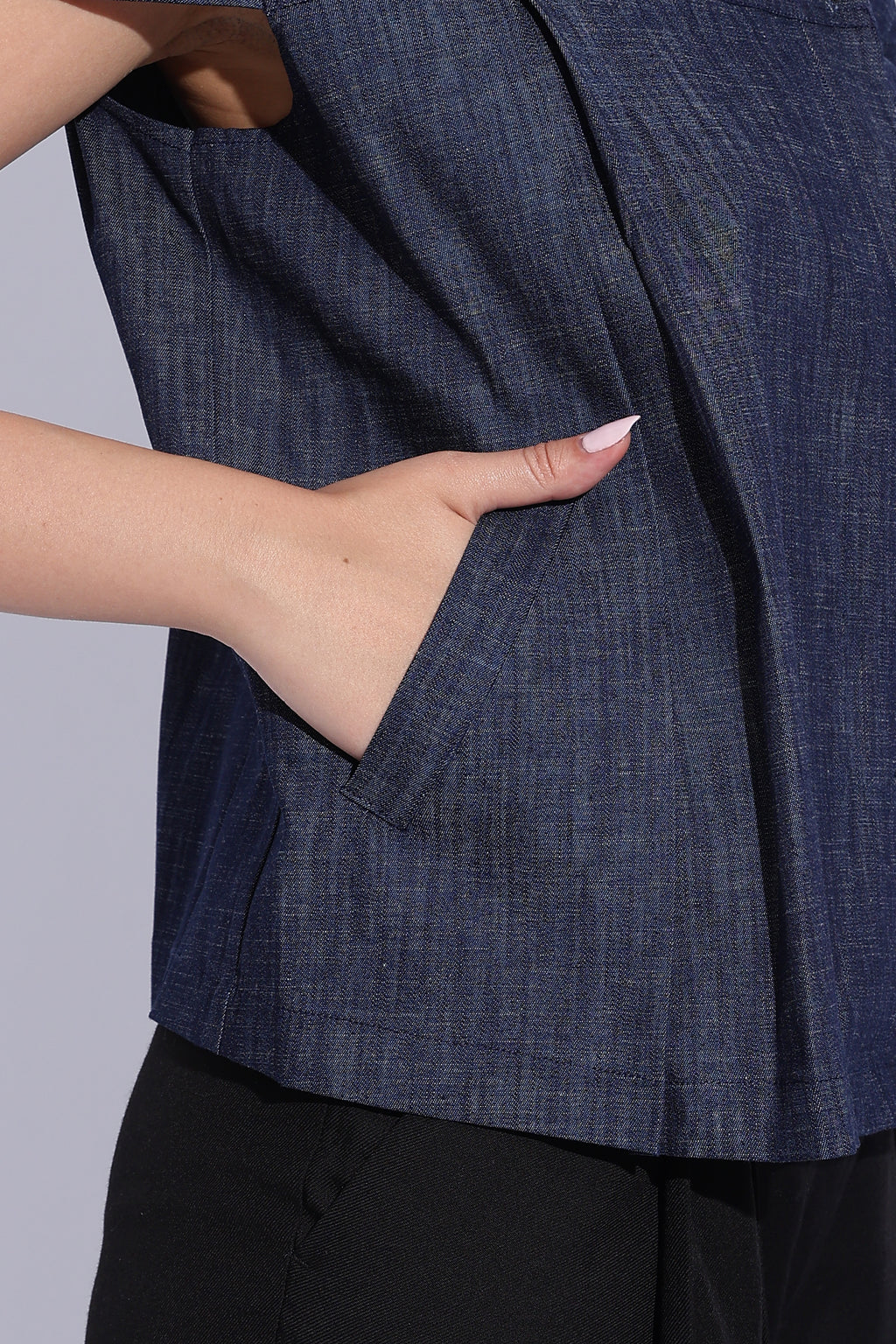 Indigo Denim Cape Top