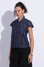 Indigo Denim Cape Top