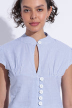 Blue Cotton Stripe Top