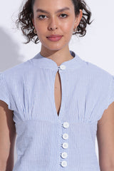 Blue Cotton Stripe Top