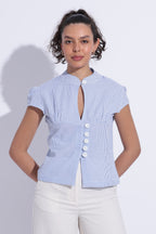 Blue Cotton Stripe Top