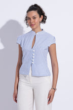 Blue Cotton Stripe Top