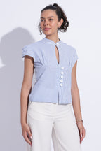 Blue Cotton Stripe Top