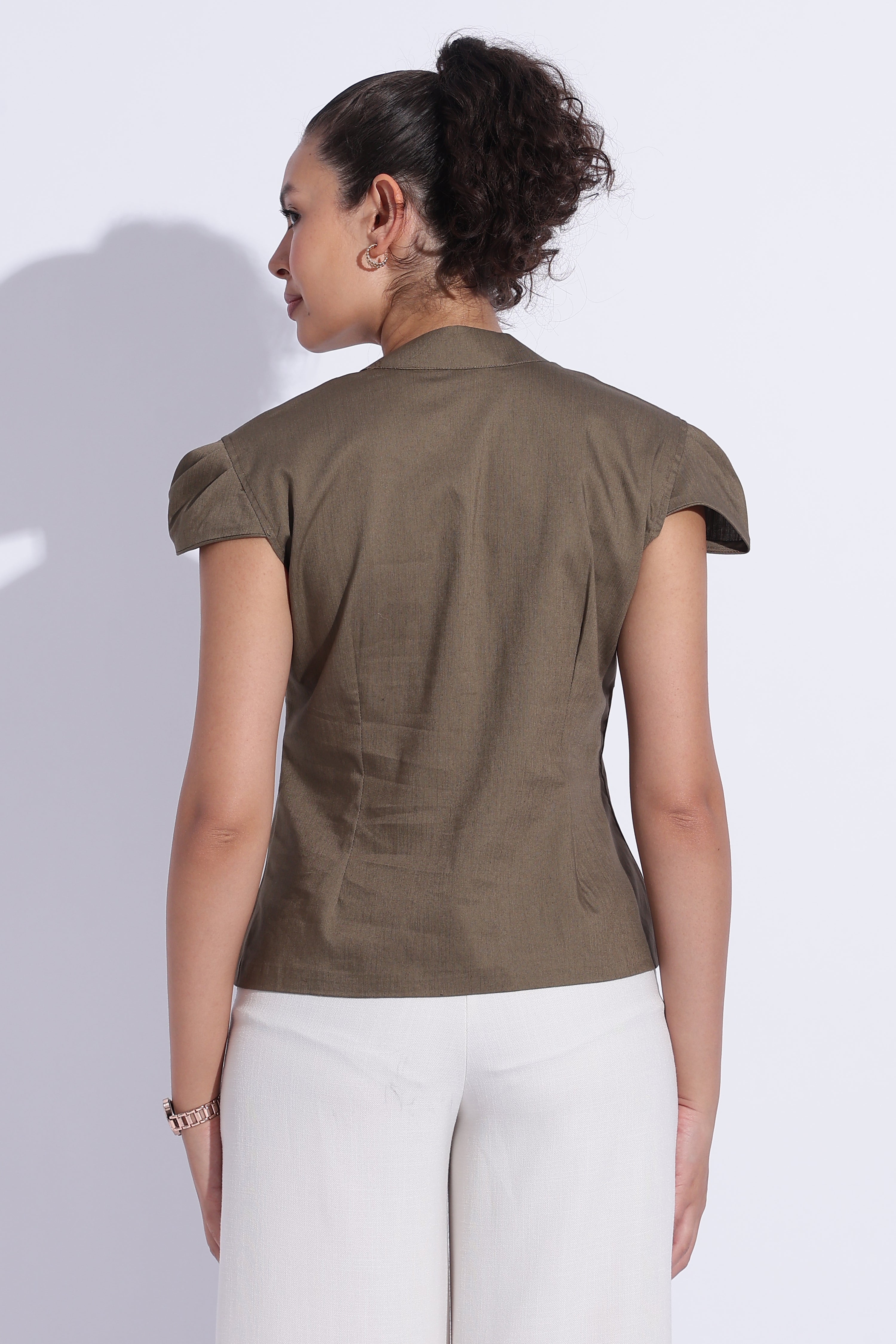 Olive Stretch Cotton Top