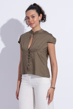 Olive Stretch Cotton Top