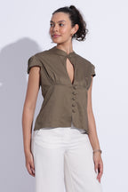 Olive Stretch Cotton Top