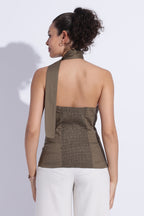 Scarf Neck Tailored Top – Olive Green