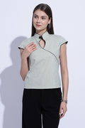 Pista Cotton Linen Keyhole Top