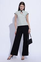 Pista Cotton Linen Keyhole Top