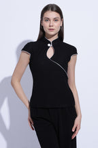 Noir Contrast Keyhole Top