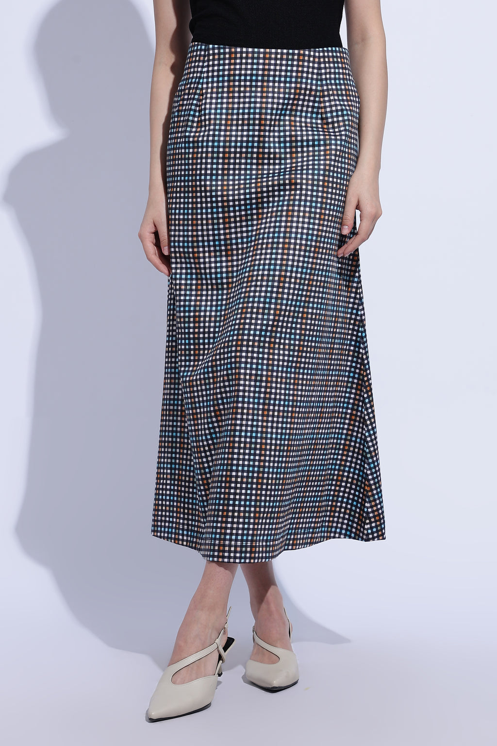 Midnight Check Flow Skirt