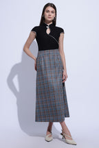 Midnight Check Flow Skirt