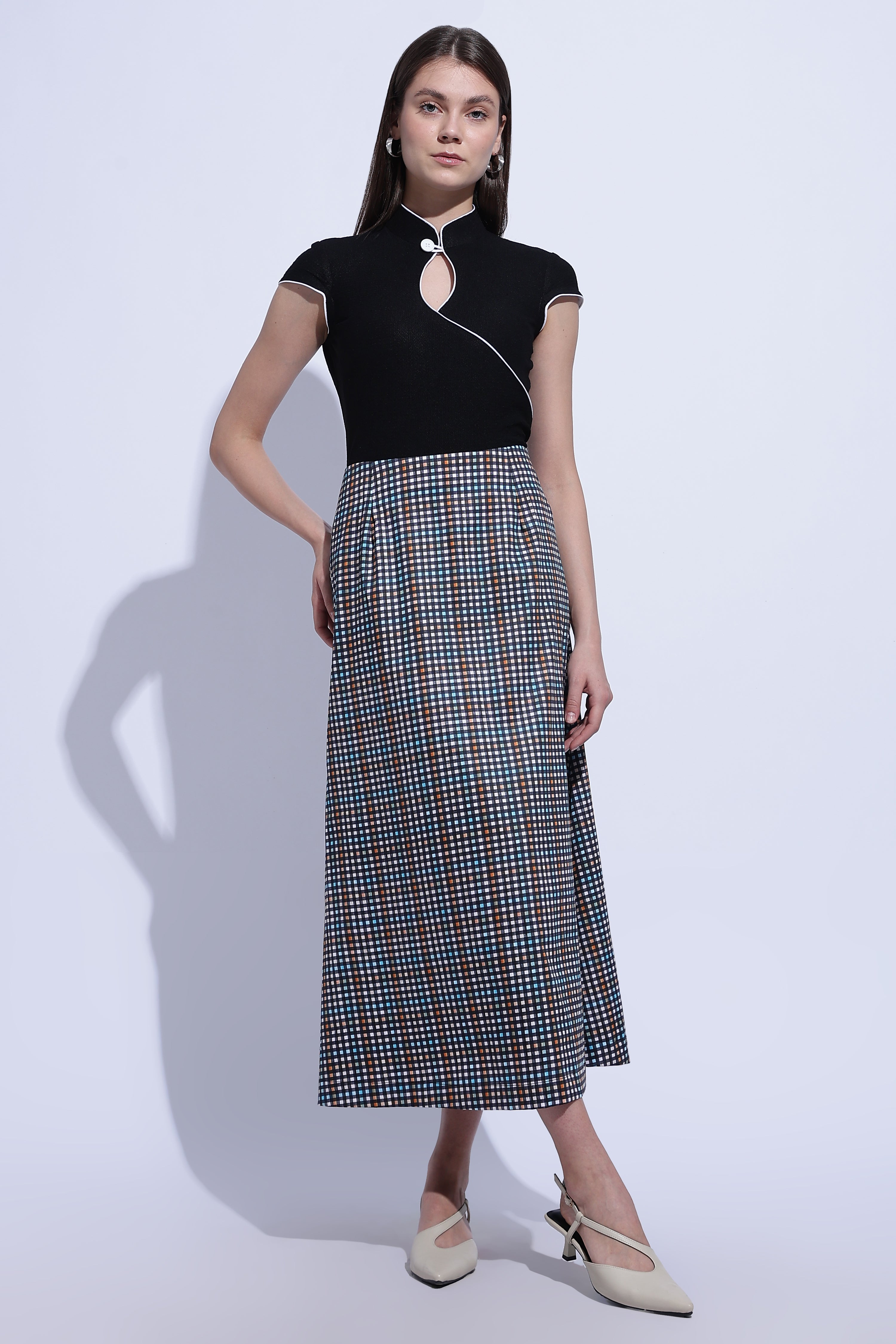 Midnight Check Flow Skirt