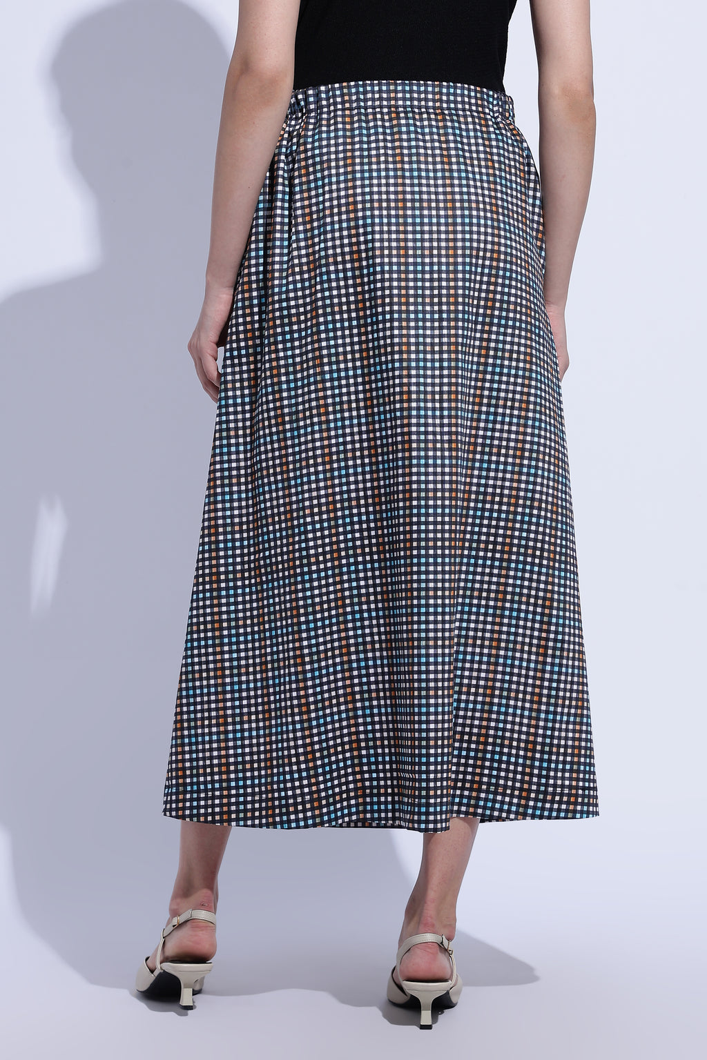 Midnight Check Flow Skirt