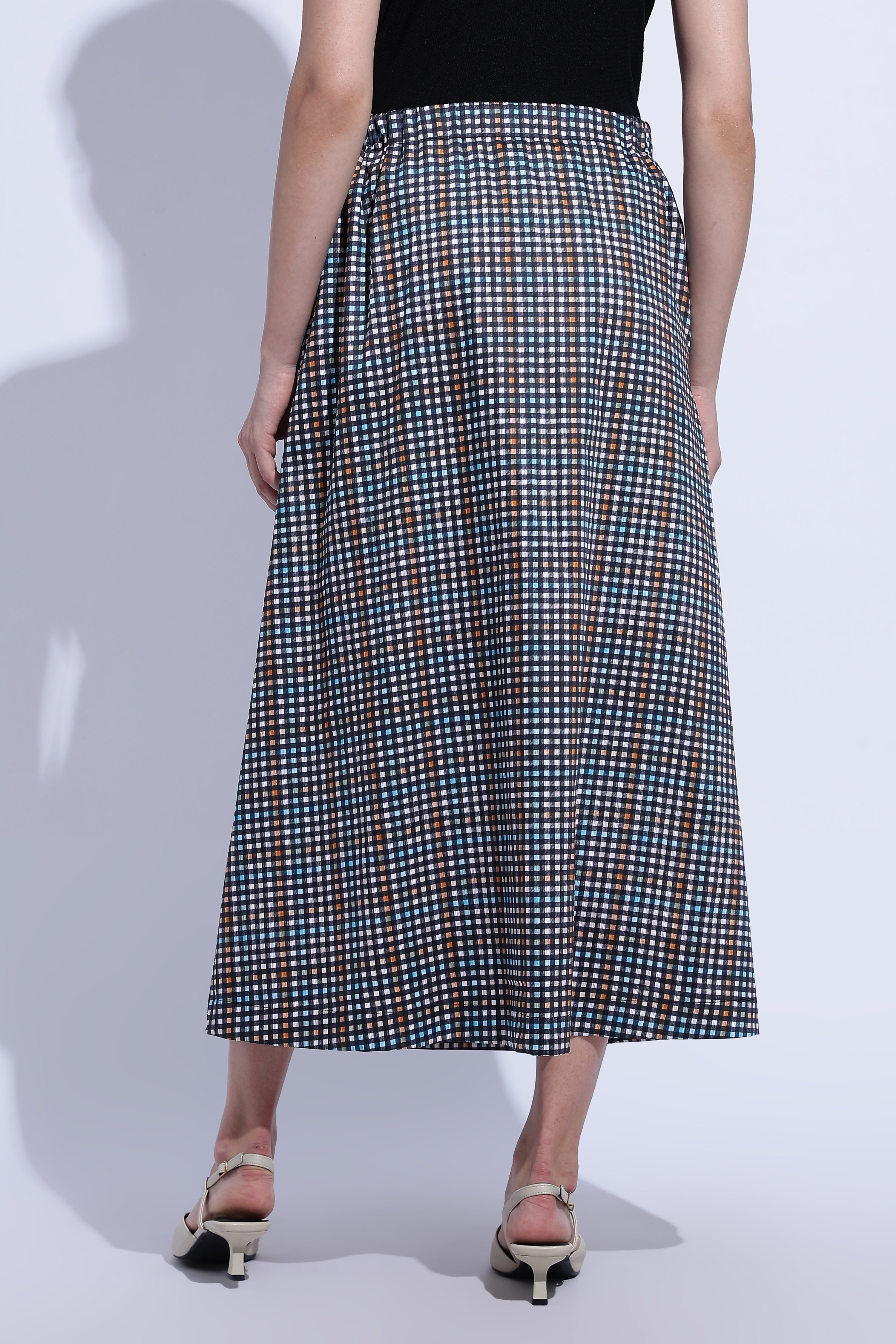 Midnight Check Flow Skirt