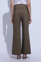 Taupe Pleat Wide-Leg Trousers