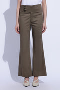 Taupe Pleat Wide-Leg Trousers
