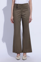 Taupe Pleat Wide-Leg Trousers