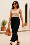 MABA Cotton Straight Fit Trousers with Rounded Slit Opening Black
