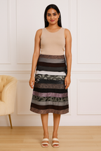 Maba Silk Jacquard upcycled A line Skirt - Grey