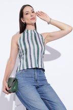 Stripe Flow Halter Top
