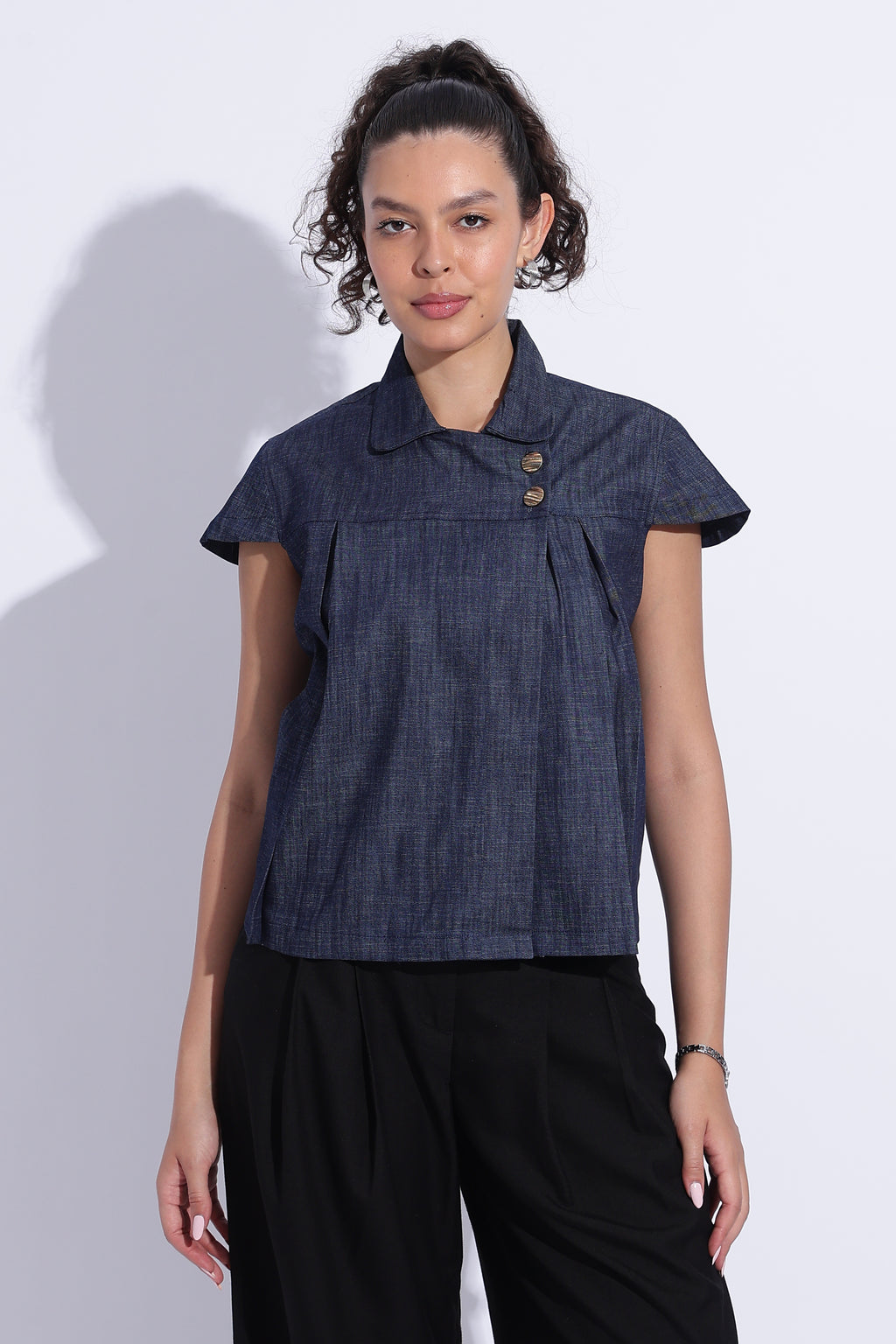 Indigo Denim Cape Top