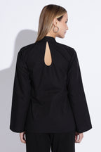 Cheongsam Bell Sleeve Top – Black