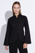 Cheongsam Bell Sleeve Top – Black