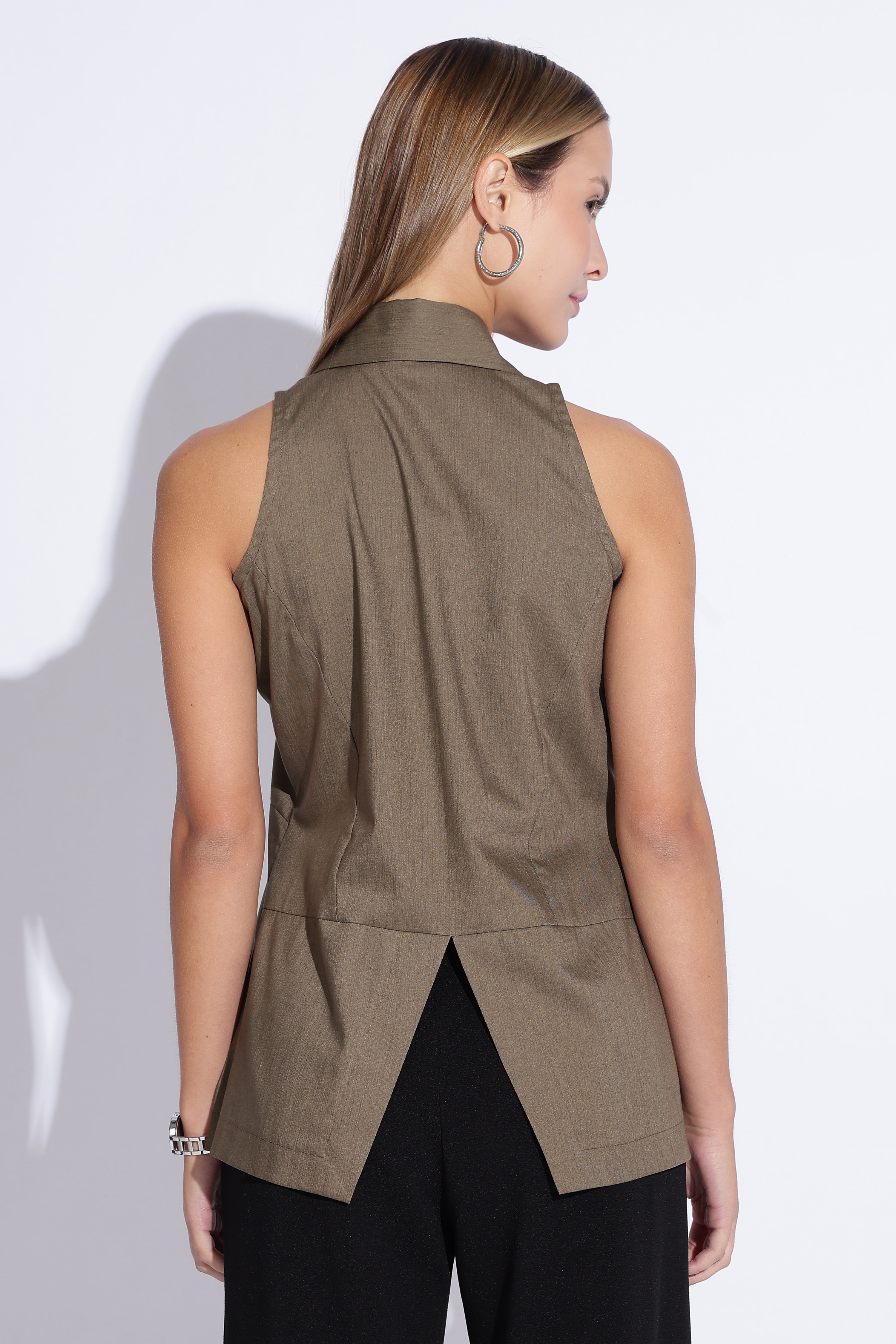 Olive Sculpted Waistcoat