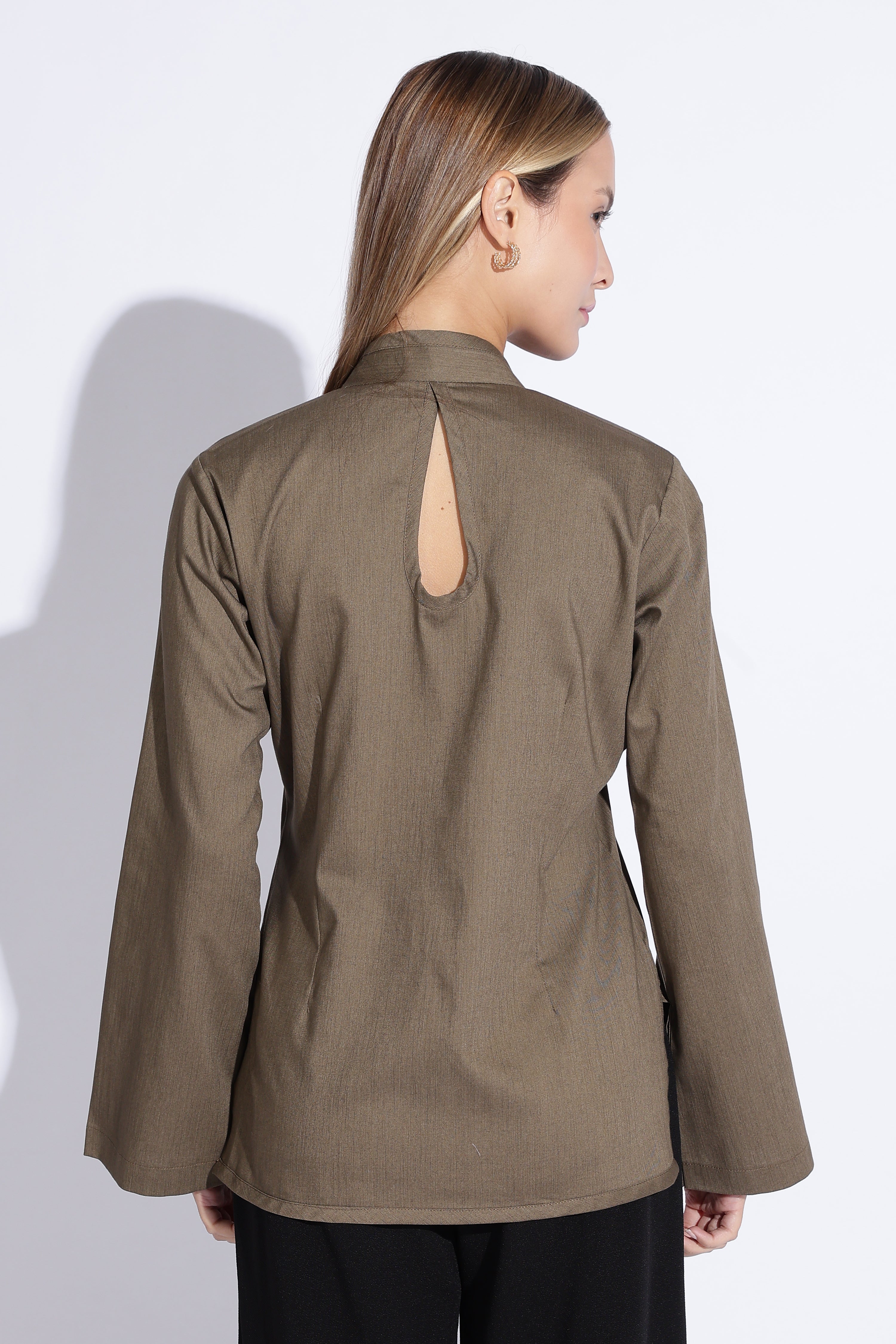 Cheongsam Bell Sleeve Top – Olive
