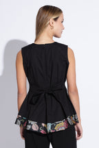 Black Pleated Kalamkari Top