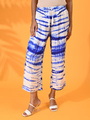 Blue, Silk pant, Silk trouser, blue pant, blue trouser, Casual wear, Bottom Wear, Blue tie and dye pant, tie and dye trouser, silk elasticated pant, silk elasticated trouser.