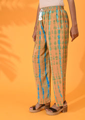 Blue, Blue pant, Blue trouser, Blue bottom wear, Mustard, Mustard pant, Mustard trouser, Mustard bottom wear Silk, Silk pant, Silk trouser, Silk bottom wear Pant, Trouser, Casual wear, Bottom Wear, Silk, Tie and dye pants, Elasticated