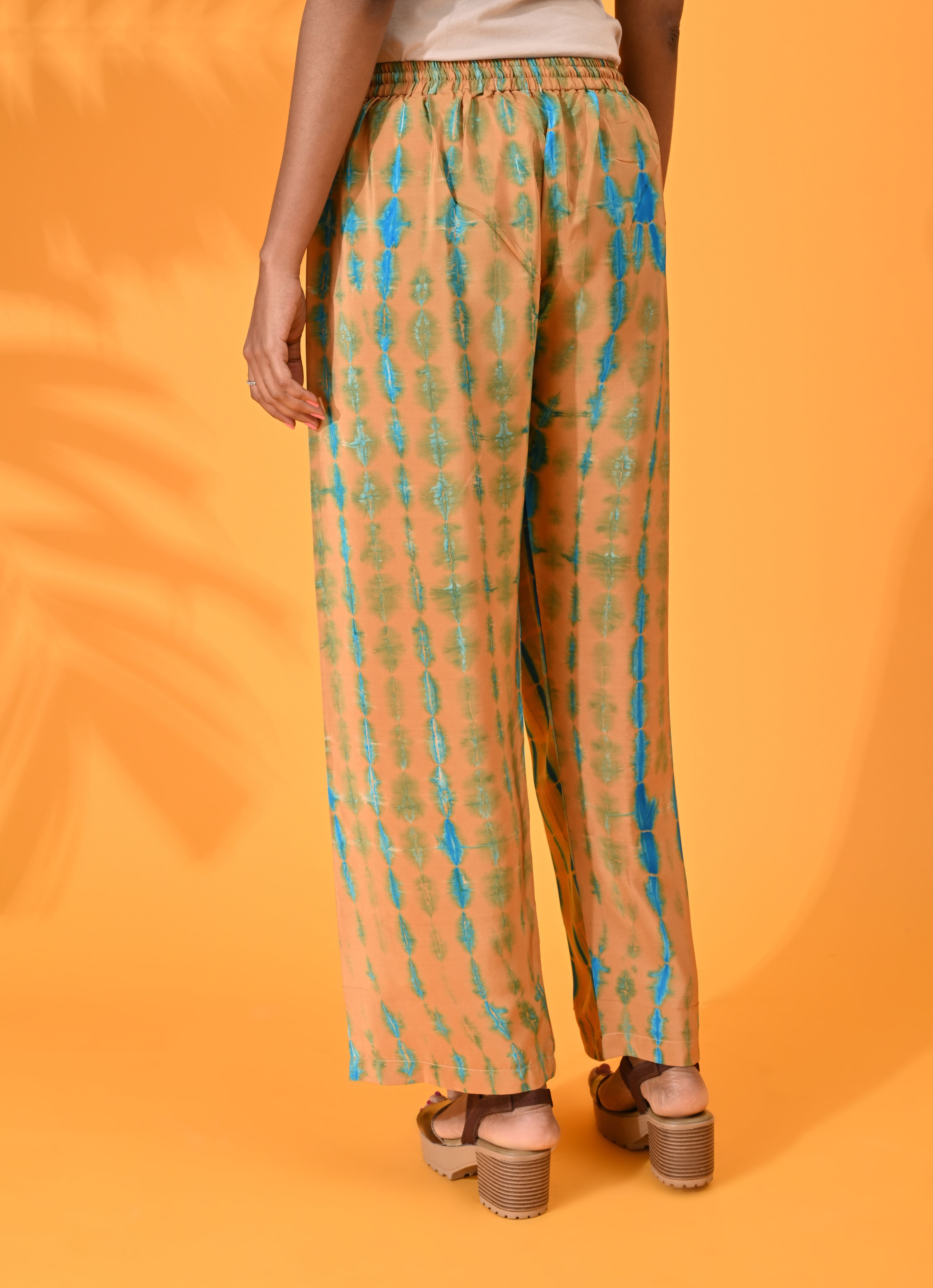 Blue, Blue pant, Blue trouser, Blue bottom wear, Mustard, Mustard pant, Mustard trouser, Mustard bottom wear Silk, Silk pant, Silk trouser, Silk bottom wear Pant, Trouser, Casual wear, Bottom Wear, Silk, Tie and dye pants, Elasticated