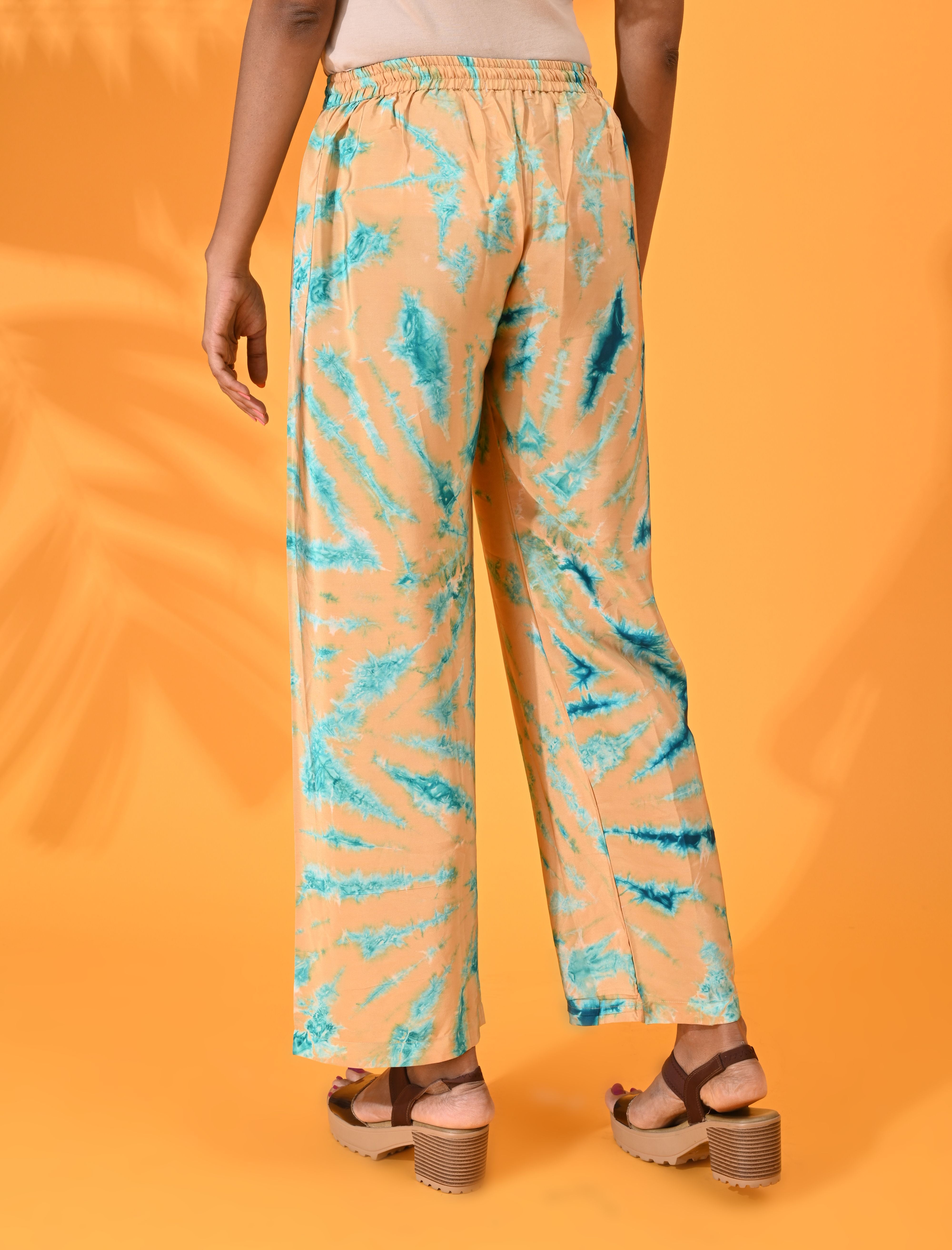 blue, blue  pant, blue trouser, blue   bottom wear, Mustard, Mustard pant, Mustard trouser, Mustard bottom wear Silk, Silk pant, Silk trouser, Silk bottom wear Pant, Trouser, Casual wear, Bottom Wear, Silk, Tie and dye pants, Elasticated