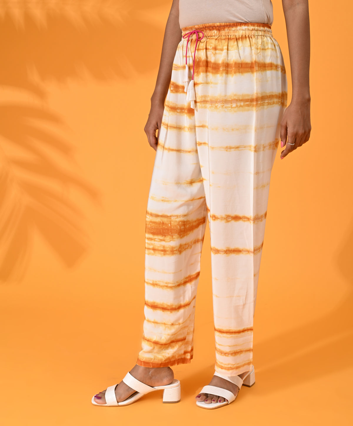 Mustard, Mustard pant, Mustard trouser,  Mustard bottom wear, White, White pant, White trouser, White bottom wear Silk, Silk pant, Silk trouser, Silk bottom wear Pant, Trouser, Casual wear, Bottom Wear, Shibori Print